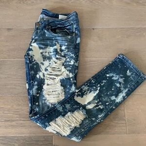 Destroyed Ripped Acid Wash Skinny Jeans